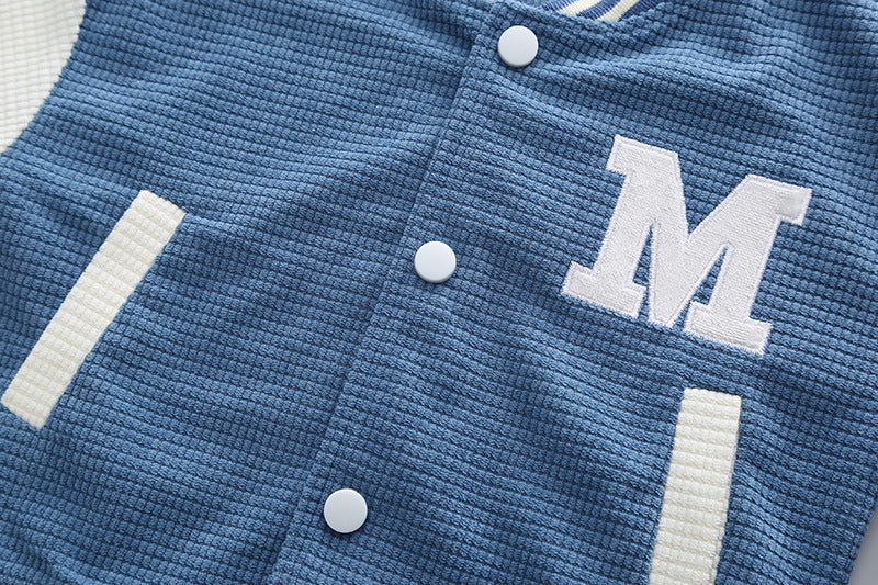 Boys' Fashionable Simple Letter Jacket Pants Suit