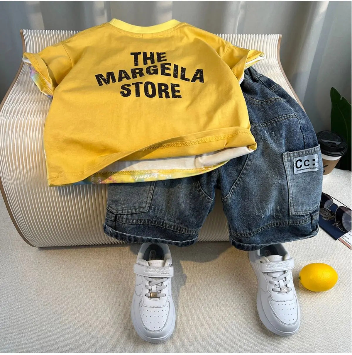 Kids Handsome Summer Clothing Denim Suit for Boy Casual T-shirt & Short Jeans 2Pcs Set Children's Top and Bottom Clothes Set