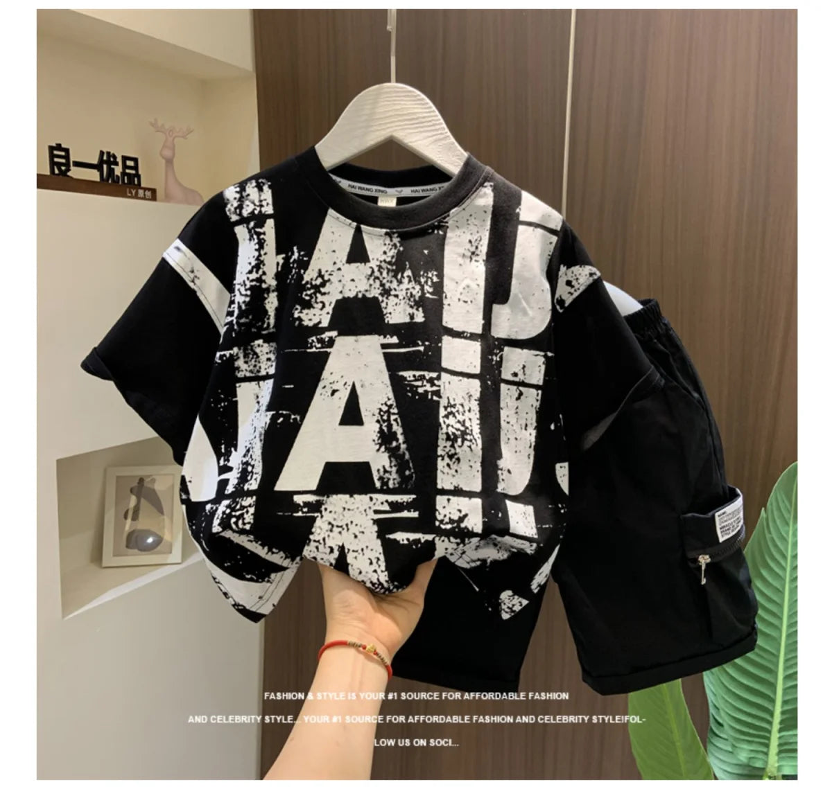 LIEMEI Summer Short Sleeve Set Baby Boys Clothes Pullover T-Shirt+Shorts 2pcs Kids 1-8 Years Old Cartoon Sport Outfit