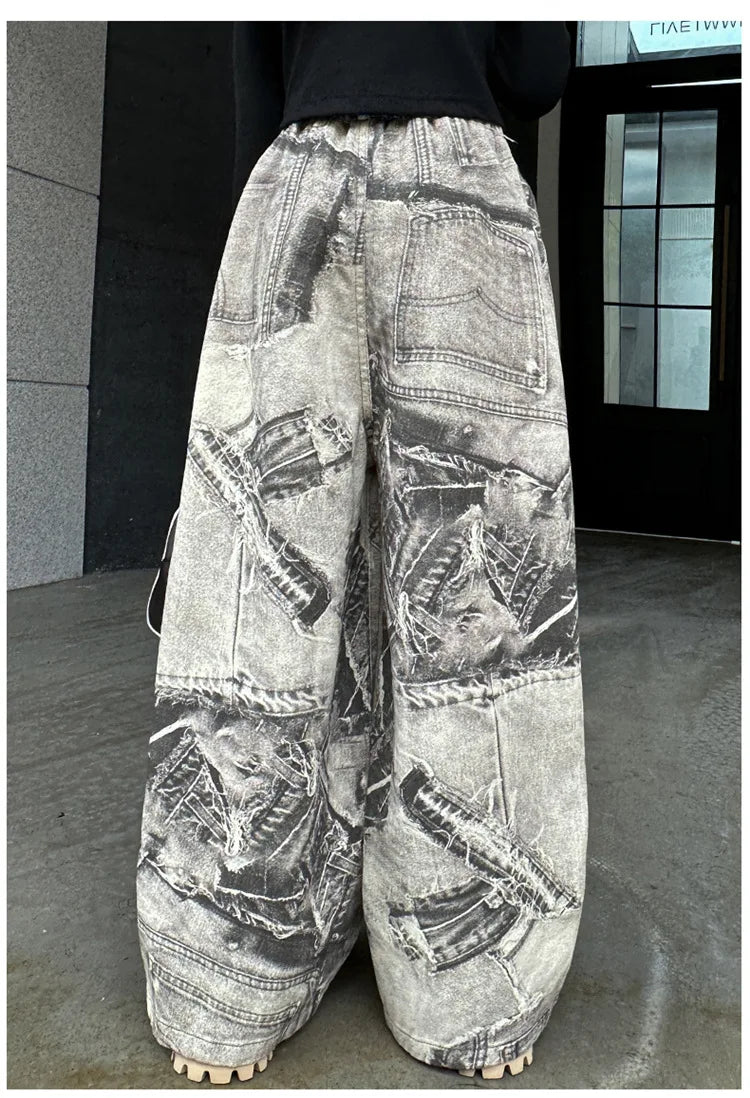 Spring Autumn Teenager Girls Denim Wide Leg Pants Children Trousers New Fashion Tie Dye Design Girls Jeans 5-14 Yrs Kids Clothes