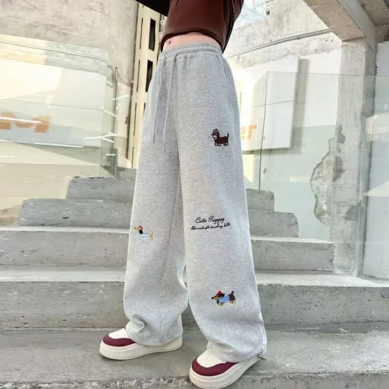 RAISE YOUNG 4-14Y Girls Sweatpant Pure Cotton Side Striped Junior Girl Sports Pant Loose Elastic Waist School Girl Straight Pant