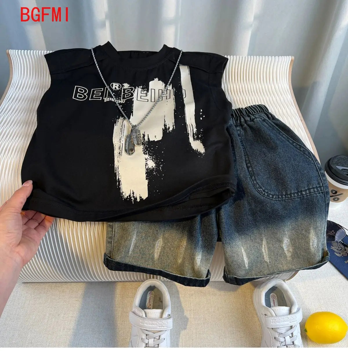 Kids Handsome Summer Clothing Denim Suit for Boy Casual T-shirt & Short Jeans 2Pcs Set Children's Top and Bottom Clothes Set