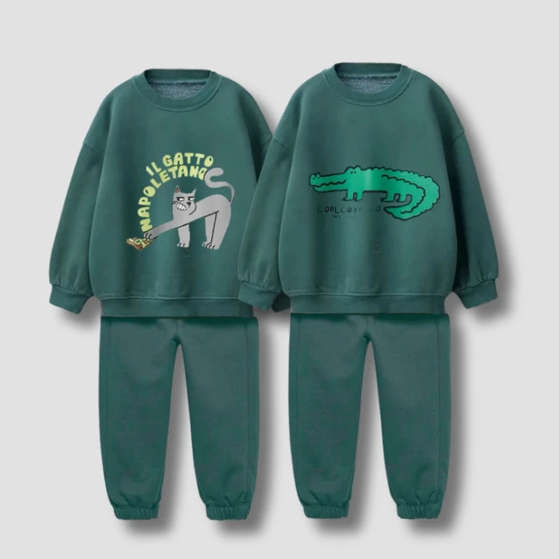 Fashion Popular Kids Long Sleeve Tracksuit Printed Animal Baby Boys Sweatshirt Casual Suits Children's Clothes Hoodie Outfits