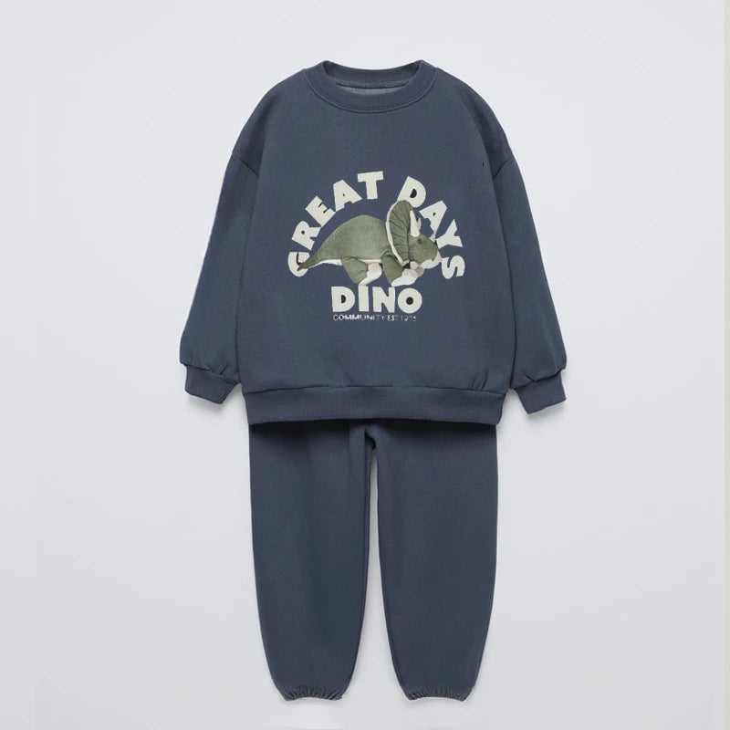 Fashion Popular Kids Long Sleeve Tracksuit Printed Animal Baby Boys Sweatshirt Casual Suits Children's Clothes Hoodie Outfits