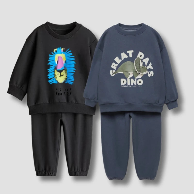Fashion Popular Kids Long Sleeve Tracksuit Printed Animal Baby Boys Sweatshirt Casual Suits Children's Clothes Hoodie Outfits