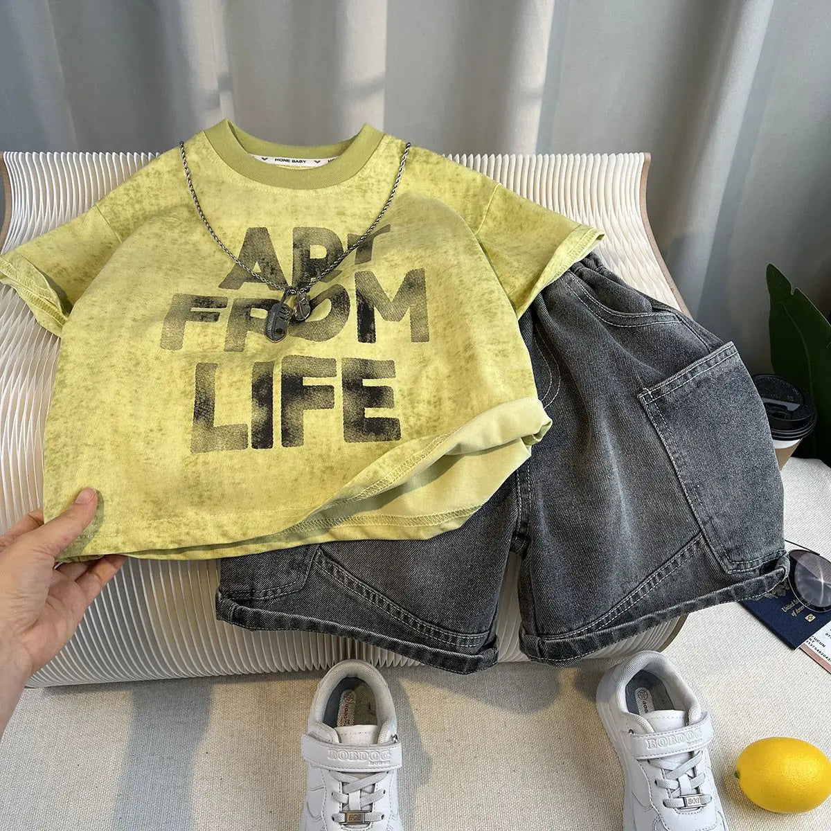 Kids Handsome Summer Clothing Denim Suit for Boy Casual T-shirt & Short Jeans 2Pcs Set Children's Top and Bottom Clothes Set