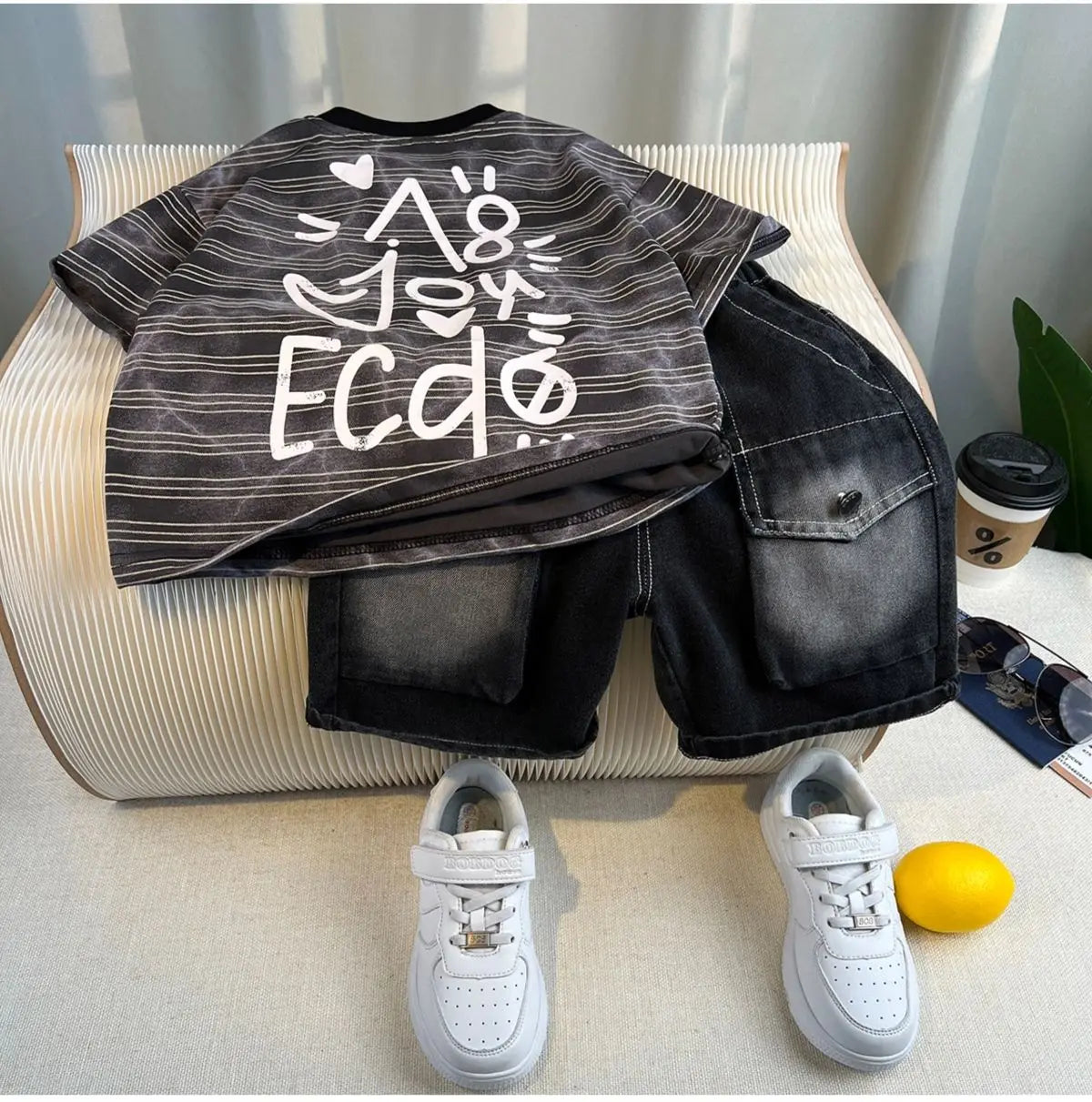 Kids Handsome Summer Clothing Denim Suit for Boy Casual T-shirt & Short Jeans 2Pcs Set Children's Top and Bottom Clothes Set