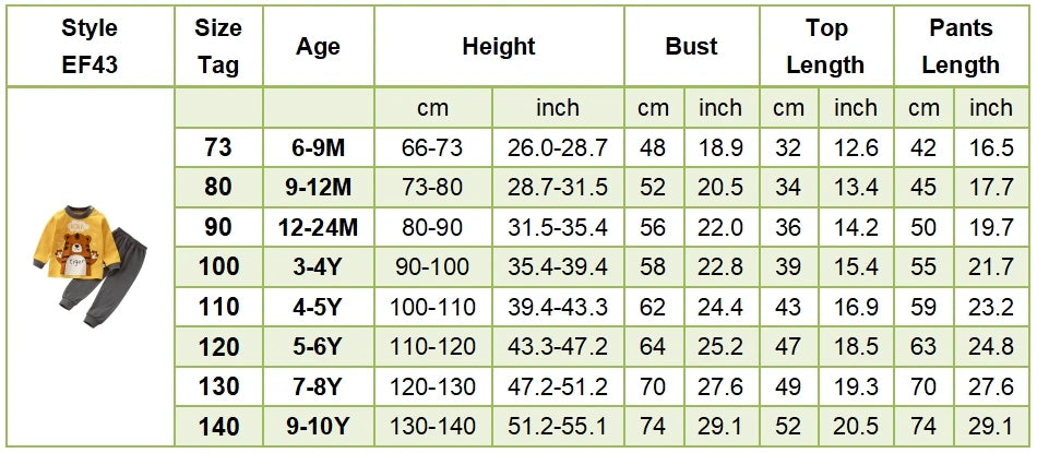 Cartoon Unicorn Animal Sleepwear Children Pajamas Sets Unisex Kids Autumn Clothing Durable Soft Warm Comfort for Every Day Use