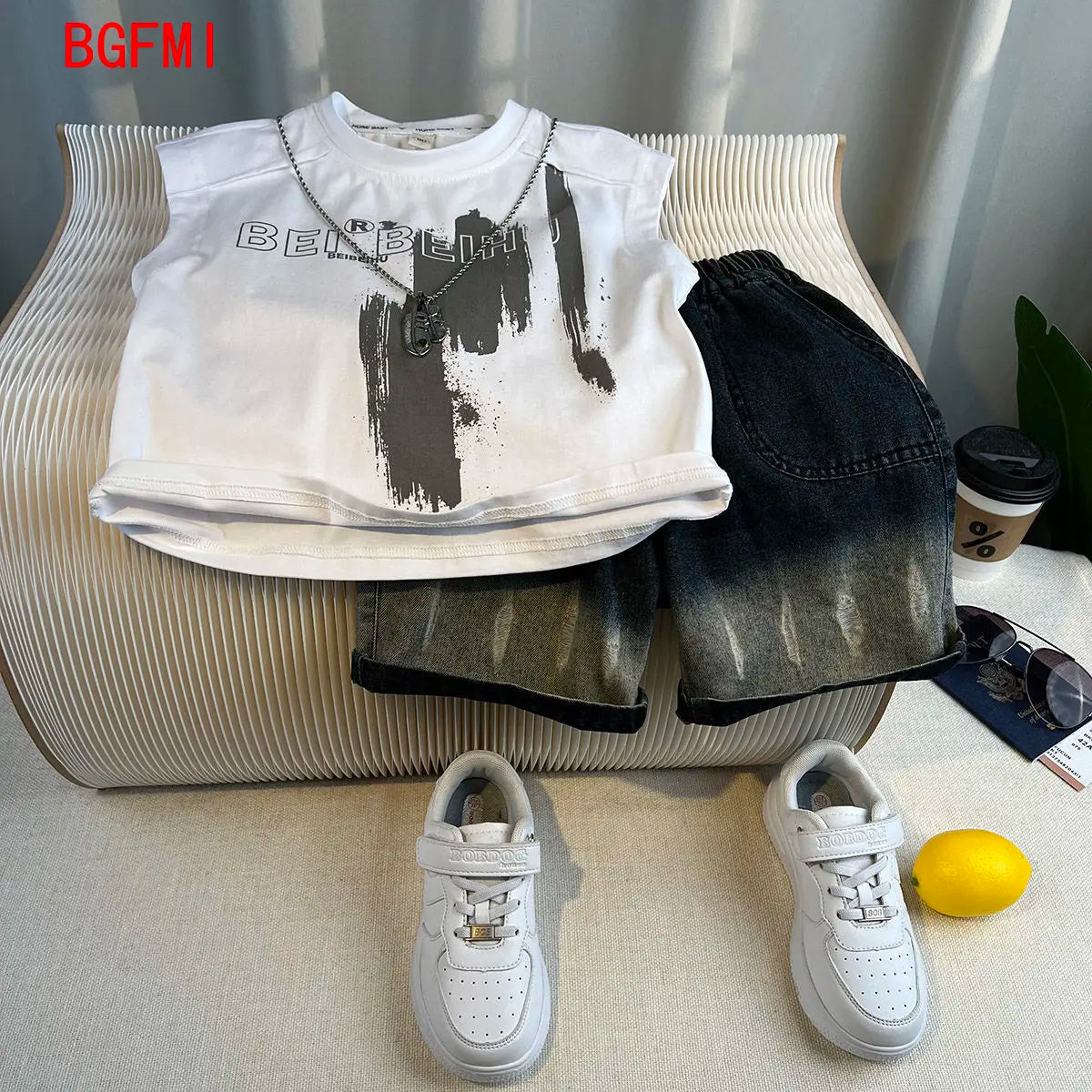 Kids Handsome Summer Clothing Denim Suit for Boy Casual T-shirt & Short Jeans 2Pcs Set Children's Top and Bottom Clothes Set