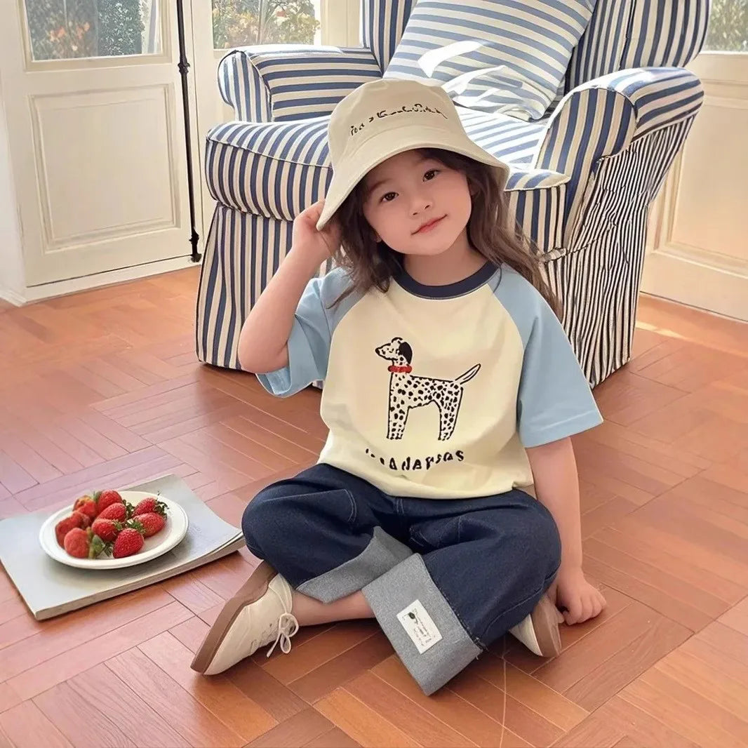 Summer Baby Girls' Cartoon Cotton Short Sleeve TShirt Fashion Top New Children's T-Shirt Kids' Clothing