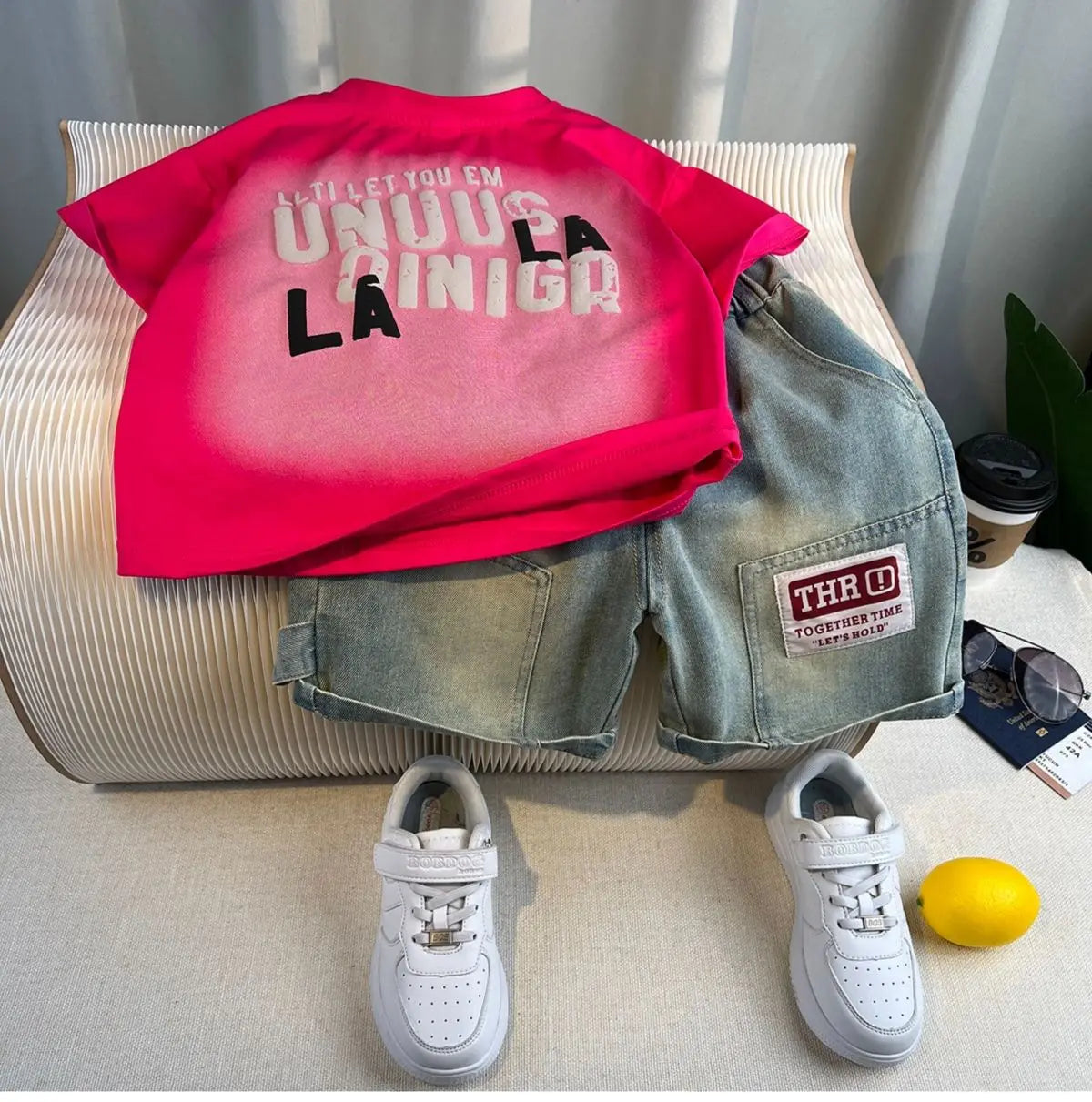 Kids Handsome Summer Clothing Denim Suit for Boy Casual T-shirt & Short Jeans 2Pcs Set Children's Top and Bottom Clothes Set