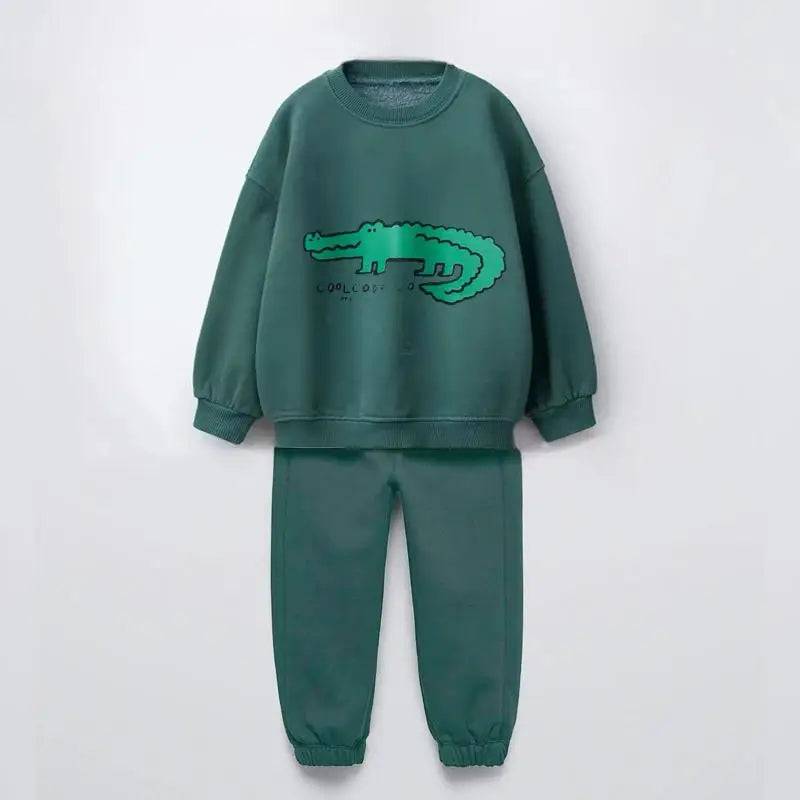 Fashion Popular Kids Long Sleeve Tracksuit Printed Animal Baby Boys Sweatshirt Casual Suits Children's Clothes Hoodie Outfits