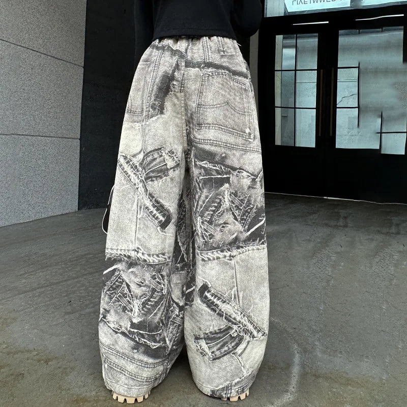Spring Autumn Teenager Girls Denim Wide Leg Pants Children Trousers New Fashion Tie Dye Design Girls Jeans 5-14 Yrs Kids Clothes