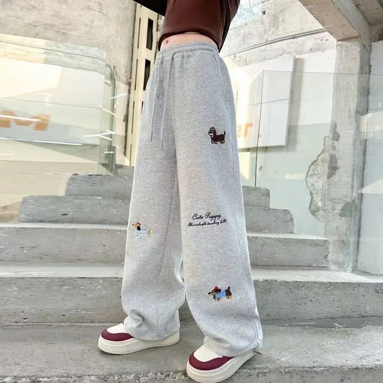 RAISE YOUNG 4-14Y Girls Sweatpant Pure Cotton Side Striped Junior Girl Sports Pant Loose Elastic Waist School Girl Straight Pant