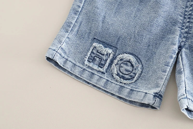 Children Cotton Clothes Summer Boy Causal Denim T Shirt Short 2Pcs/set Infant Kid Fashion Toddler Tracksuit 0-5 Years