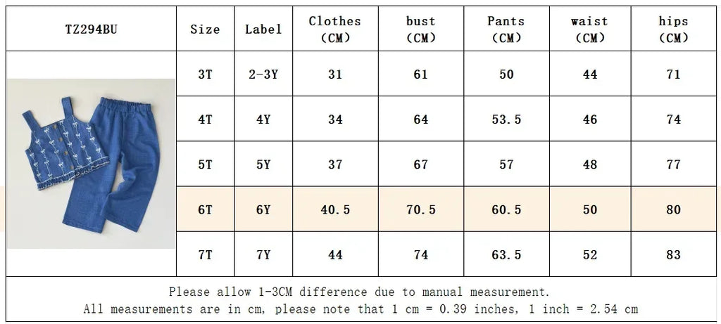 Summer New 2025 Baby Girls Suits Imitation Denim Bow Print Sleeveless Tops and Pants Two-piece Set Casual Children Clothing