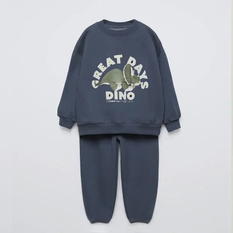 Fashion Popular Kids Long Sleeve Tracksuit Printed Animal Baby Boys Sweatshirt Casual Suits Children's Clothes Hoodie Outfits
