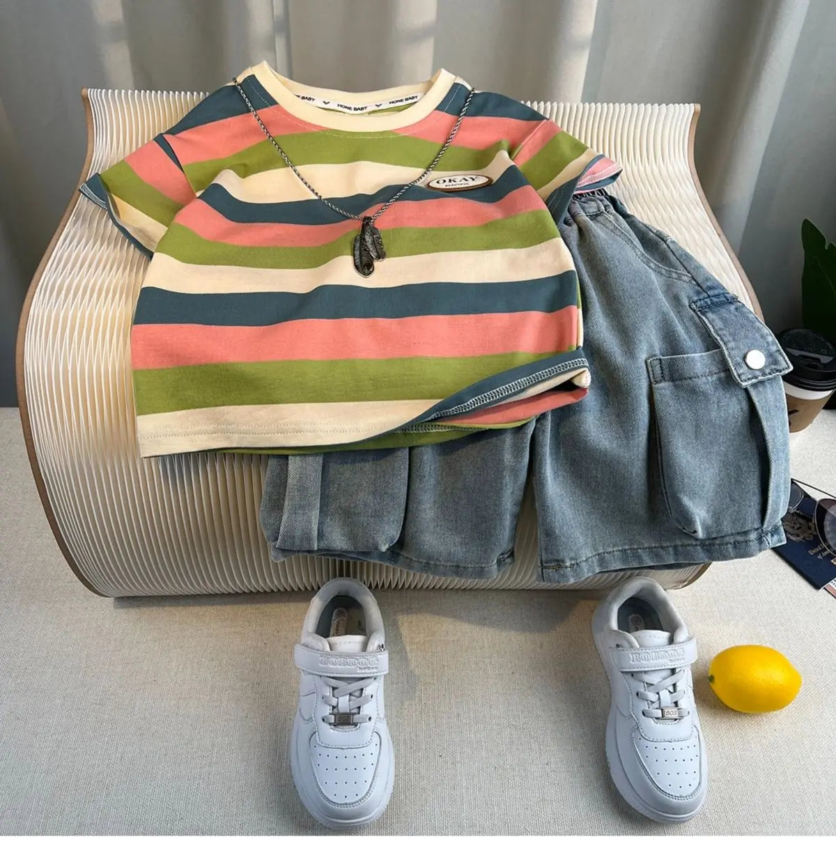 Kids Handsome Summer Clothing Denim Suit for Boy Casual T-shirt & Short Jeans 2Pcs Set Children's Top and Bottom Clothes Set