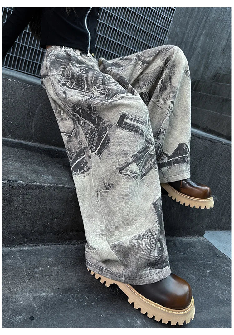 Spring Autumn Teenager Girls Denim Wide Leg Pants Children Trousers New Fashion Tie Dye Design Girls Jeans 5-14 Yrs Kids Clothes