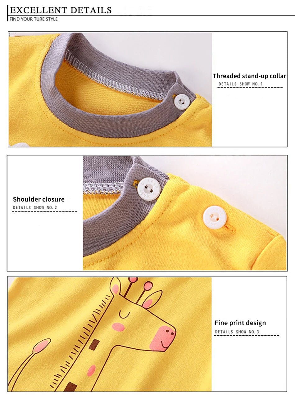 Cartoon Unicorn Animal Sleepwear Children Pajamas Sets Unisex Kids Autumn Clothing Durable Soft Warm Comfort for Every Day Use