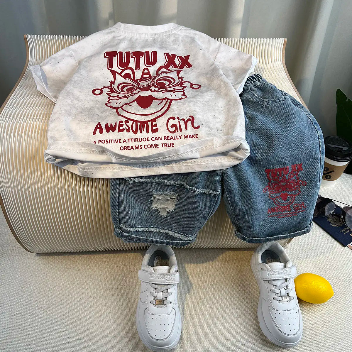 Kids Handsome Summer Clothing Denim Suit for Boy Casual T-shirt & Short Jeans 2Pcs Set Children's Top and Bottom Clothes Set