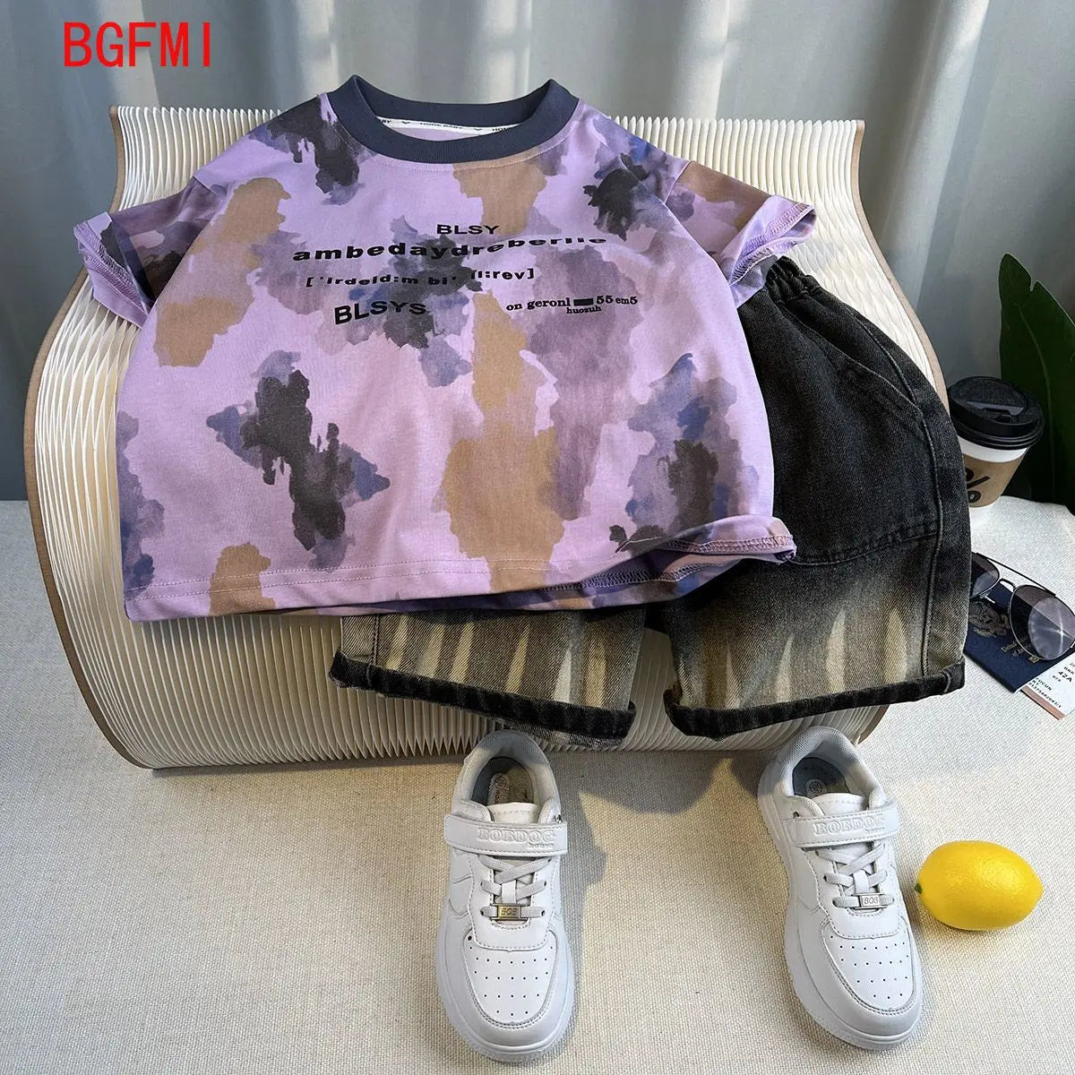 Kids Handsome Summer Clothing Denim Suit for Boy Casual T-shirt & Short Jeans 2Pcs Set Children's Top and Bottom Clothes Set