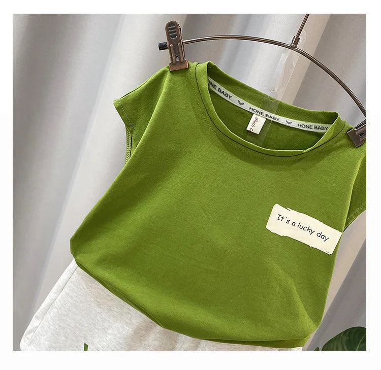 2024 Boy’s Loose Vest Sets Baby Casual Fashion Suit Summer New Children's Thin Sleeveless Round Neck Top Shorts 2Pcs 12M-6Years