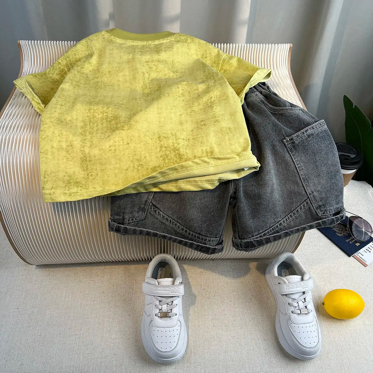 Kids Handsome Summer Clothing Denim Suit for Boy Casual T-shirt & Short Jeans 2Pcs Set Children's Top and Bottom Clothes Set