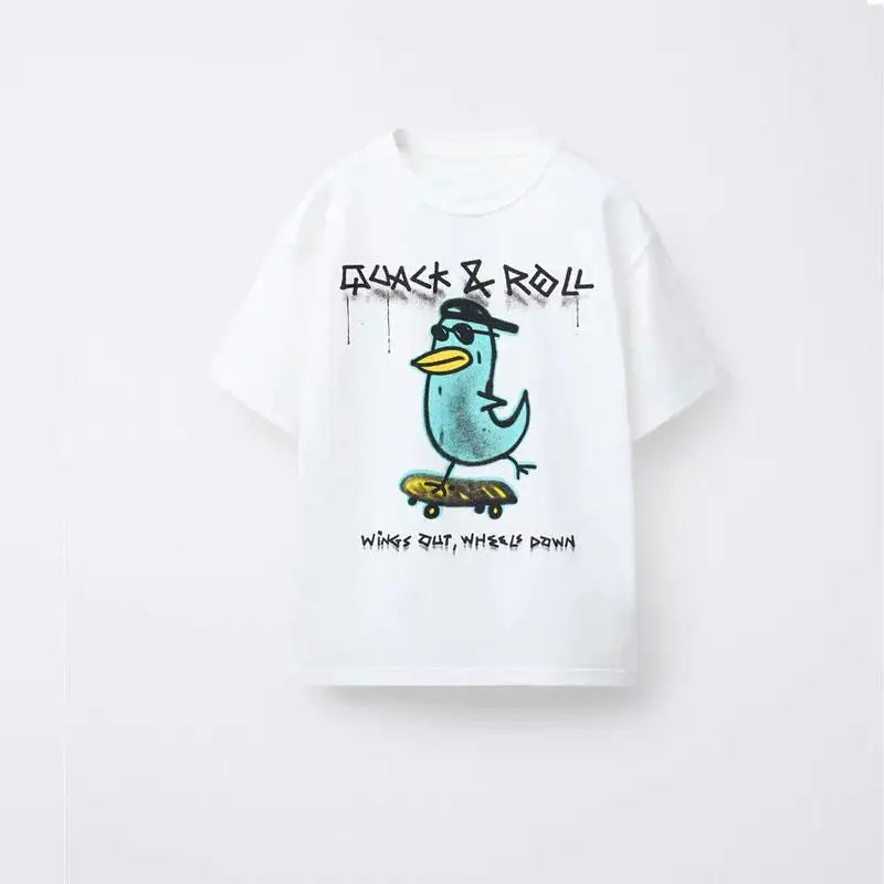 Summer Child T-shirt Cotton Costume Printed Cartoon Short-sleeved For Baby Fashion New Loose Simple Sport Shirt Kids Thin Tops