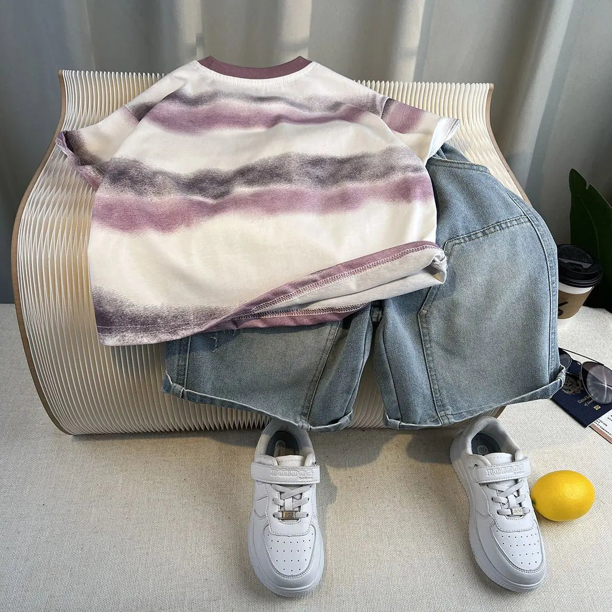 Kids Handsome Summer Clothing Denim Suit for Boy Casual T-shirt & Short Jeans 2Pcs Set Children's Top and Bottom Clothes Set