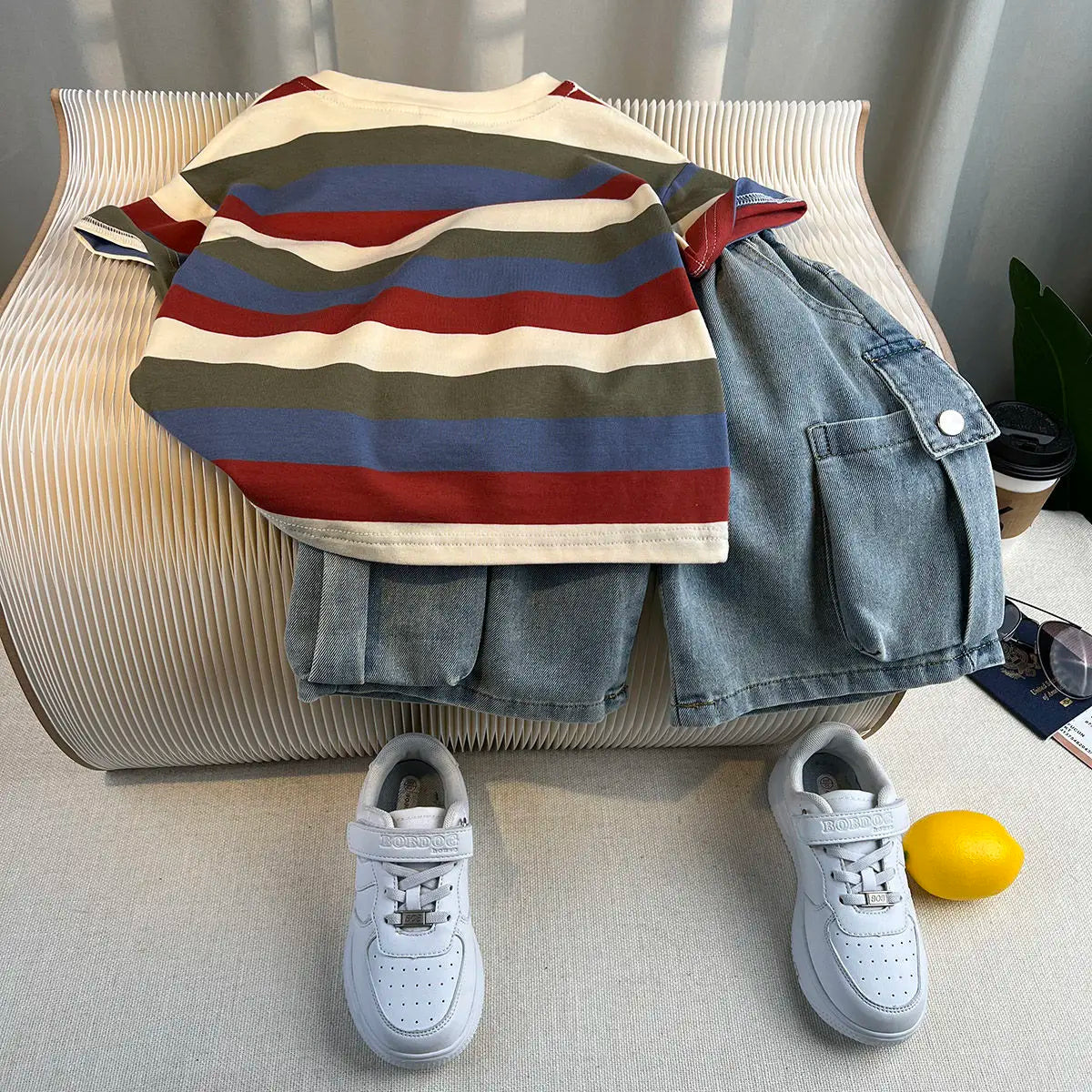 Kids Handsome Summer Clothing Denim Suit for Boy Casual T-shirt & Short Jeans 2Pcs Set Children's Top and Bottom Clothes Set