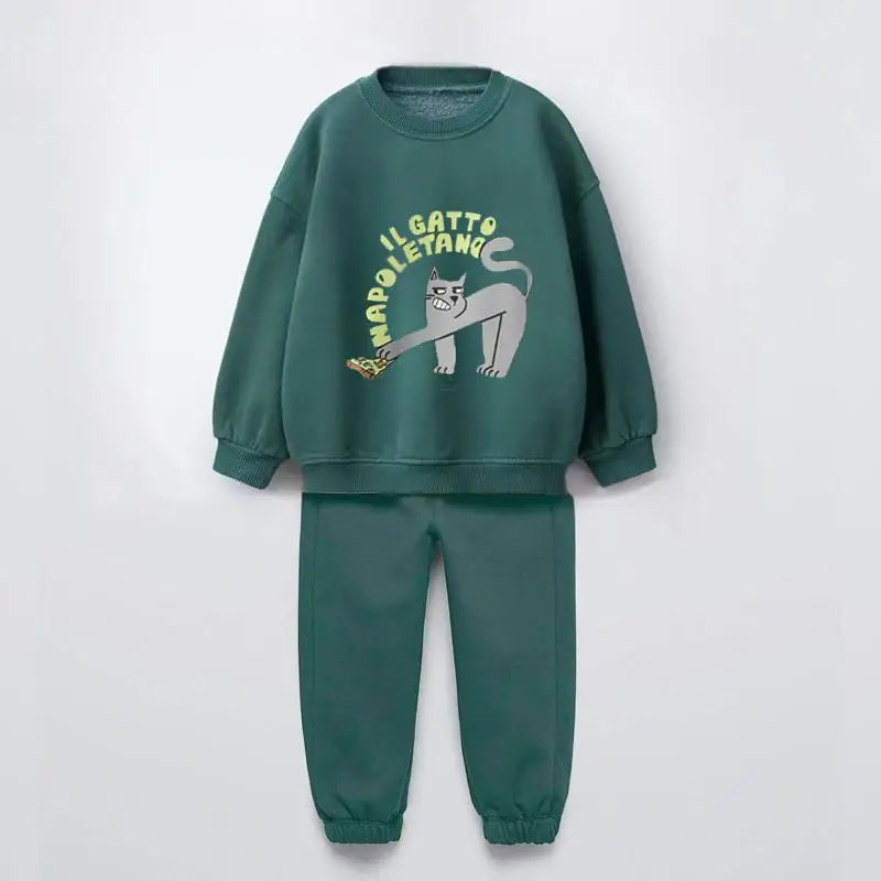 Fashion Popular Kids Long Sleeve Tracksuit Printed Animal Baby Boys Sweatshirt Casual Suits Children's Clothes Hoodie Outfits