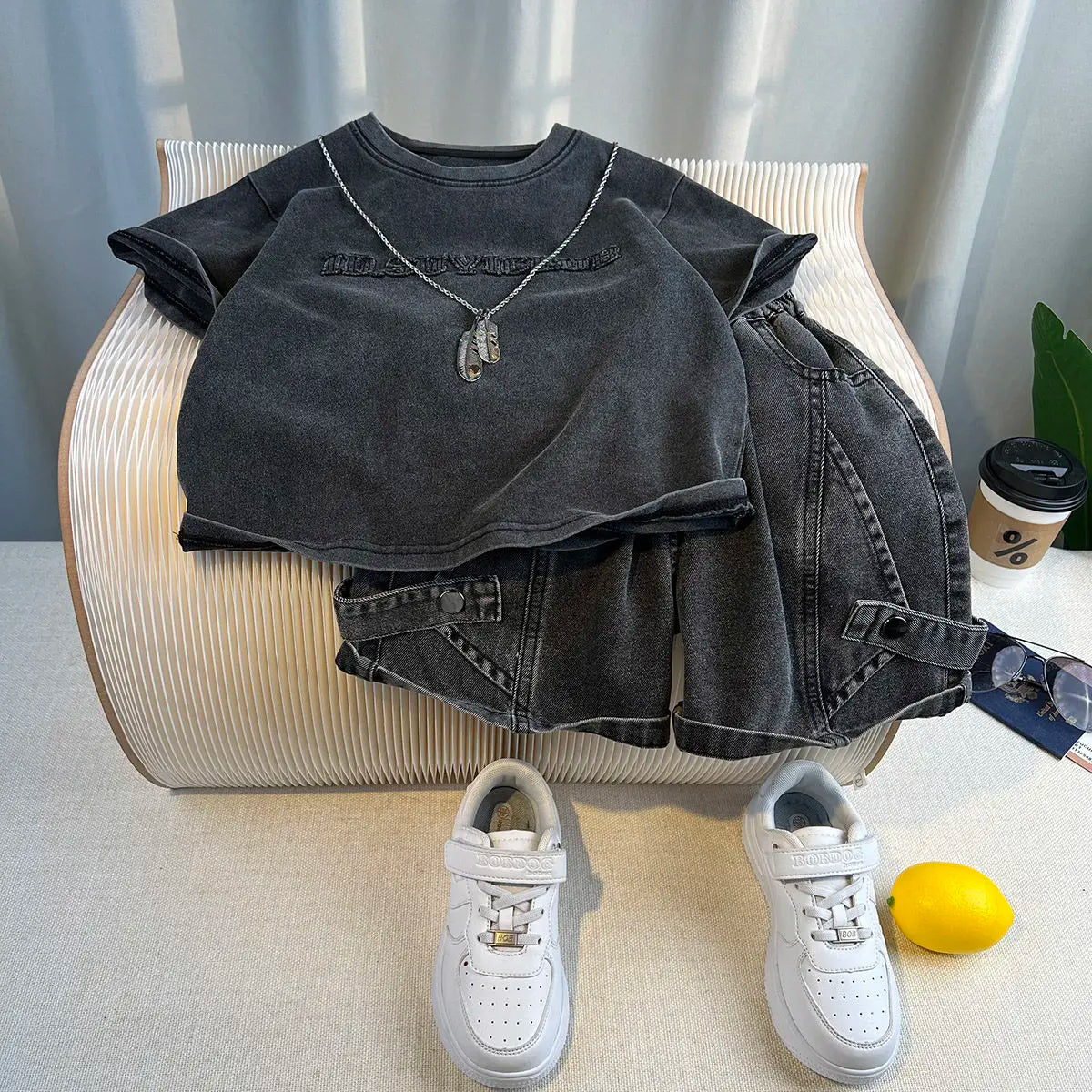 Kids Handsome Summer Clothing Denim Suit for Boy Casual T-shirt & Short Jeans 2Pcs Set Children's Top and Bottom Clothes Set