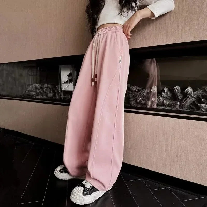 RAISE YOUNG 4-14Y Girls Sweatpant Pure Cotton Side Striped Junior Girl Sports Pant Loose Elastic Waist School Girl Straight Pant