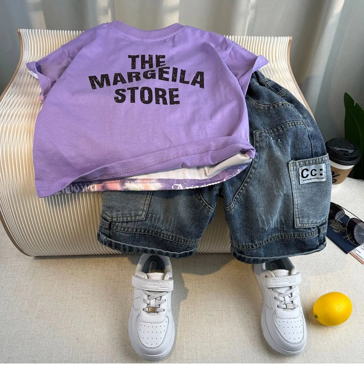 Kids Handsome Summer Clothing Denim Suit for Boy Casual T-shirt & Short Jeans 2Pcs Set Children's Top and Bottom Clothes Set