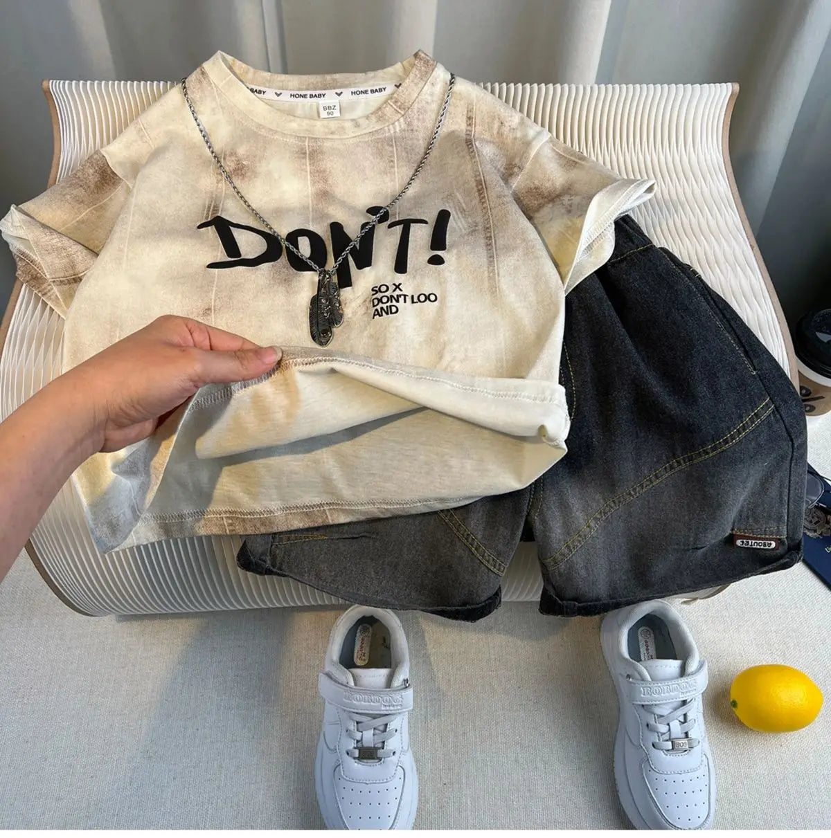 Kids Handsome Summer Clothing Denim Suit for Boy Casual T-shirt & Short Jeans 2Pcs Set Children's Top and Bottom Clothes Set