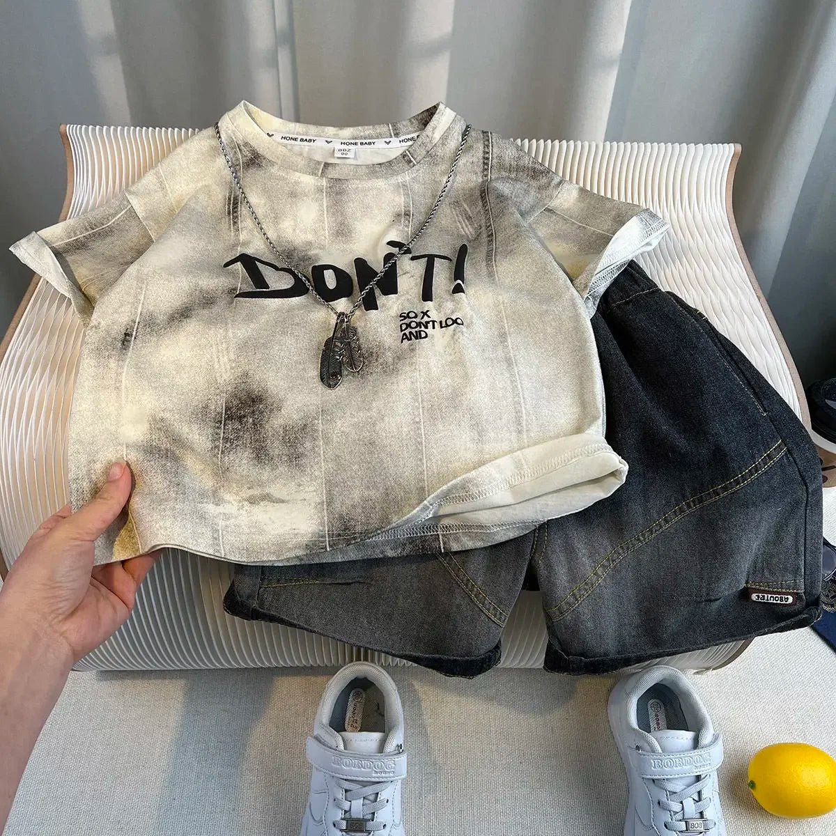 Kids Handsome Summer Clothing Denim Suit for Boy Casual T-shirt & Short Jeans 2Pcs Set Children's Top and Bottom Clothes Set